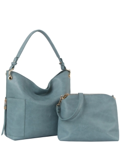 Fashion Side Zip Pocket 2-in-1 Shouler Bag QF-0088-M BLUE